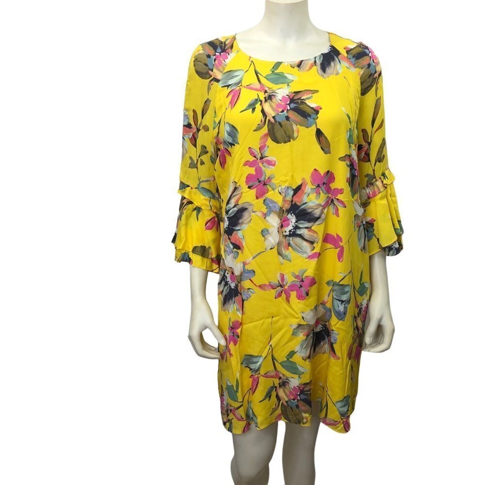 GIANNI BINI YELLOW FLORAL PRINT‎ DRESS SZ LG